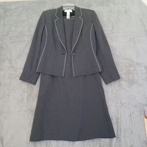 Liz Claiborne Sz 8 Suit Blazer Dress Knee Length Shift Academia Career Wear Gray